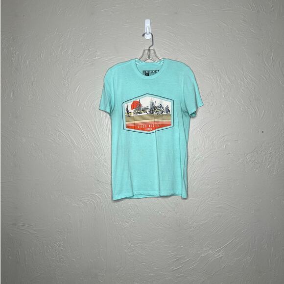 Cinch Tops - Cinch Women's Small Western Desert Graphic T-Shirt Blue